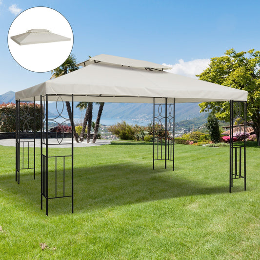 13.1' x 9.8' Gazebo Replacement Canopy 2 Tier Top UV Cover Pavilion Garden Patio Outdoor, Cream White (TOP ONLY) - Gallery Canada