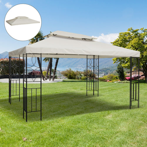 13.1' x 9.8' Gazebo Replacement Canopy 2 Tier Top UV Cover Pavilion Garden Patio Outdoor, Cream White (TOP ONLY)