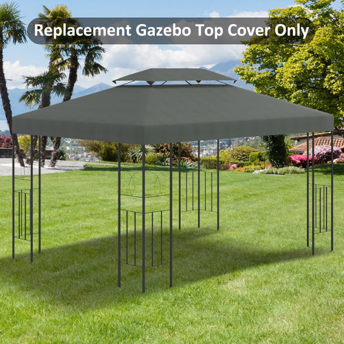 13.1' x 9.8' Gazebo Replacement Canopy 2 Tier Top UV Cover Pavilion Garden Patio Outdoor, Deep Grey (TOP ONLY)