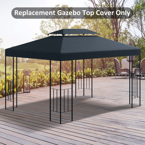 13.1' x 9.8' Gazebo Replacement Canopy 2 Tier Top UV Cover Pavilion Garden Patio Outdoor, Grey (TOP ONLY)
