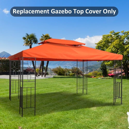13.1' x 9.8' Gazebo Replacement Canopy 2 Tier Top UV Cover Pavilion Garden Patio Outdoor, Rust Red (TOP ONLY)