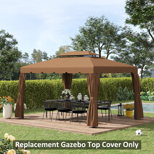 13.1' x 9.8' Gazebo Replacement Canopy, Gazebo Top Cover with Double Vented Roof for Garden Patio Outdoor (TOP ONLY), Coffee - Gallery Canada