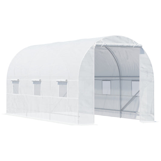 14.6x6.6x6.6ft Walk-in Tunnel Greenhouse Portable Garden Plant Growing Warm House with Door and Ventilation Window White - Gallery Canada