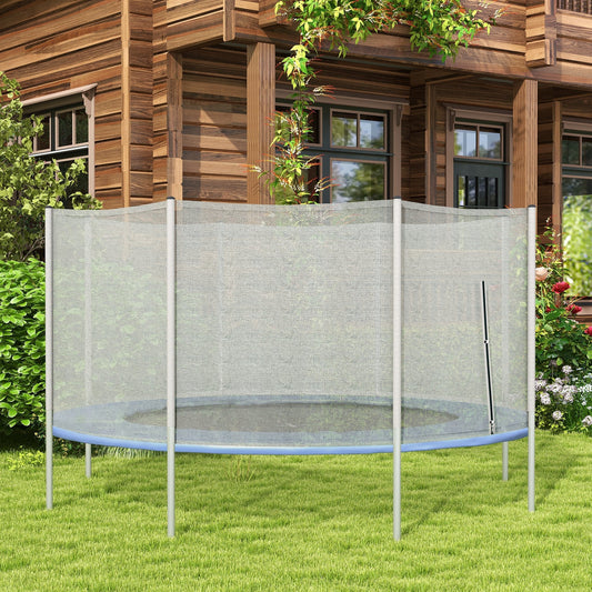 14FT Enclosure Trampolining Bounce Safety Accessories Trampoline Net with 8 Poles, Grey - Gallery Canada