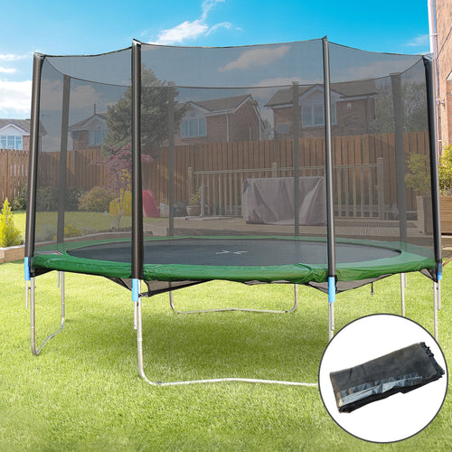 14FT Trampoline Net Enclosure Trampolining Bounce Safety Accessories w/ 8 Poles (Net Enclosure Only), Black