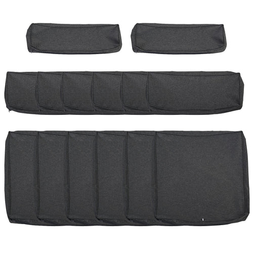 14pcs Patio Sofa Cushion Cover Set Included 6 Seat Cushion Cover &; 8 Back Cushion Cover, Grey
