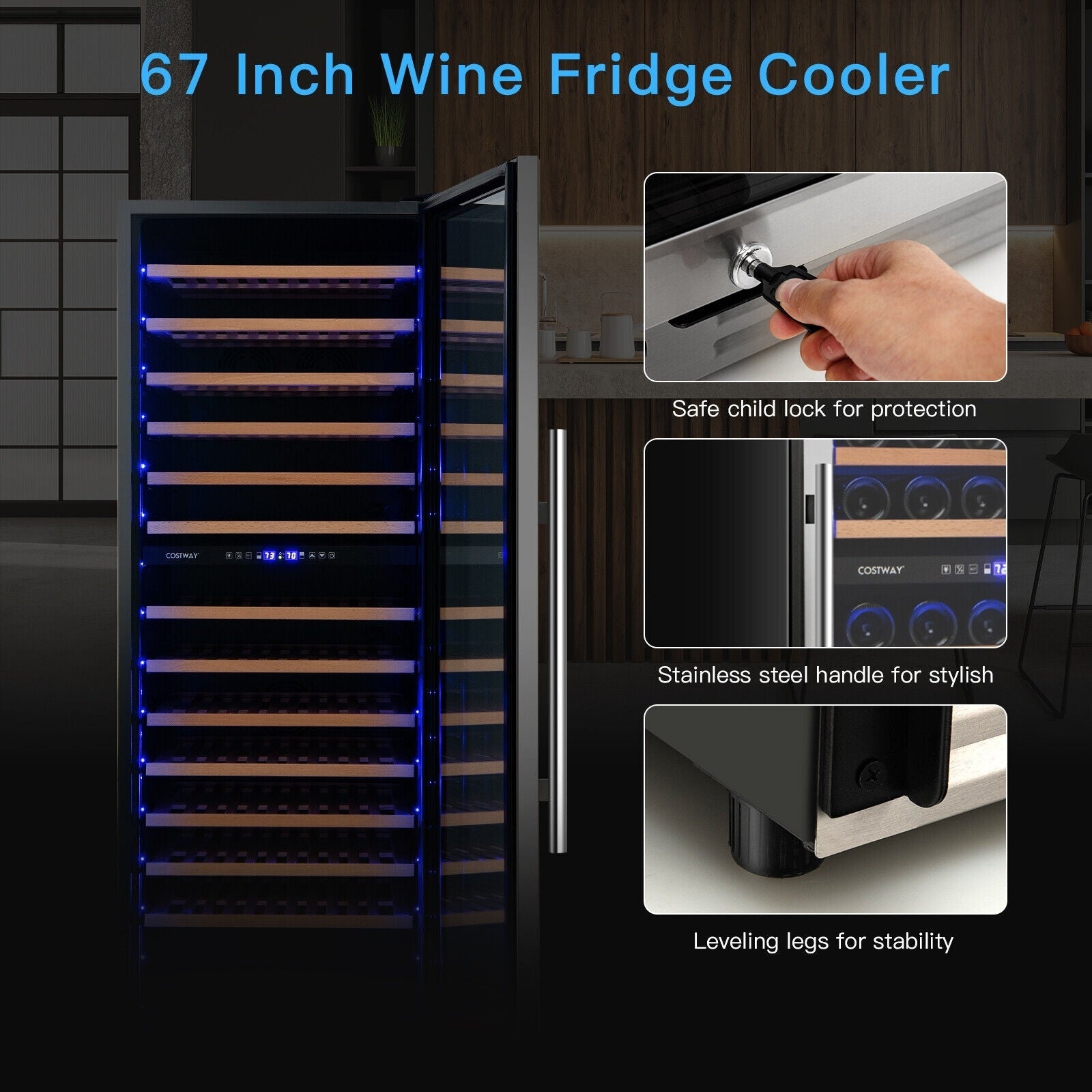154-Bottle Freestanding Wine Cooler Refrigerator Dual Zone Wine Cellar with Dual Temperature Control at Gallery Canada
