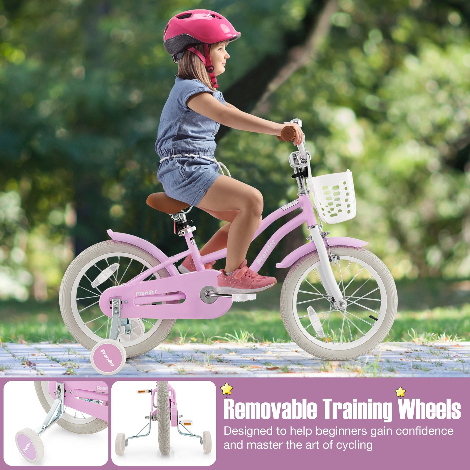 16 Inch Kids Bike with Front Handbrake and 2 Training Wheels at Gallery Canada