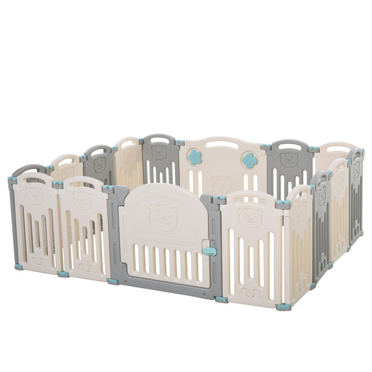 16 PCs Baby Enclosure, Children Playpen Indoor Safety Gate Kids Activity Center Fence for Home Mom's Helper w/ Toy HDPE - Gallery Canada