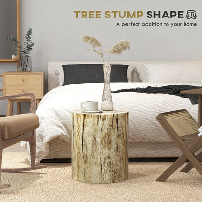 17" Tall Tree Stump End Table, Concrete Sofa Side Table for Indoor and Outdoor Use, Garden Stool, Natural at Gallery Canada