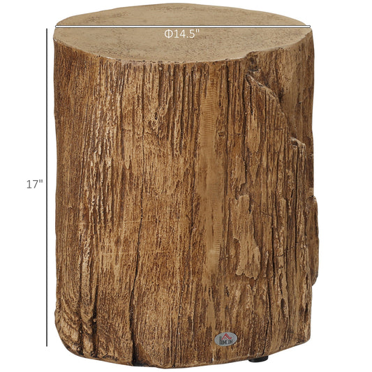 17" Tall Tree Stump End Table, Concrete Sofa Side Table for Indoor and Outdoor Use, Garden Stool, Natural - Gallery Canada