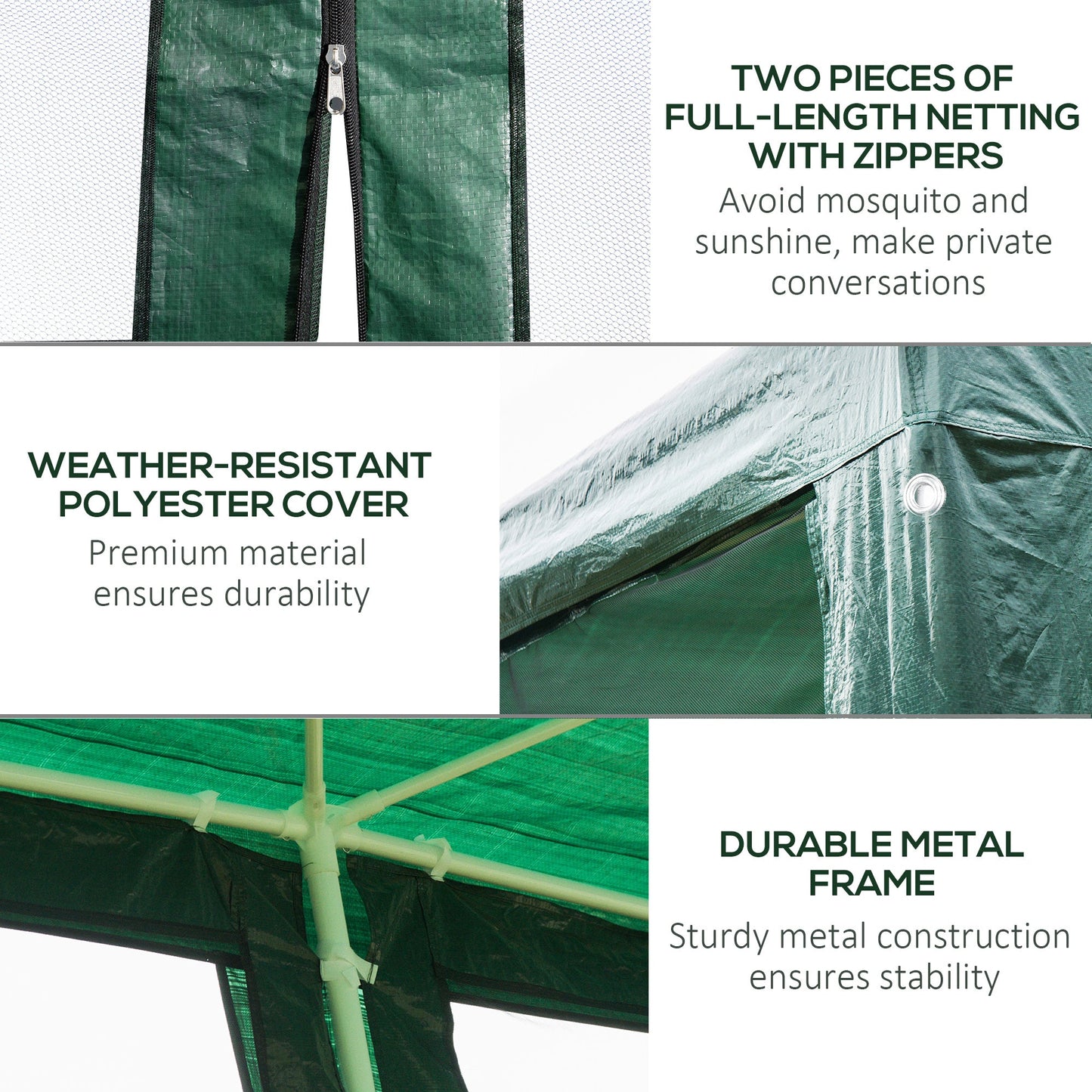 19'x9' Party Tent Gazebo Canopy Garden Sun Shade for Outdoor Event with Removable Mosquito Mesh Netting, Green - Gallery Canada