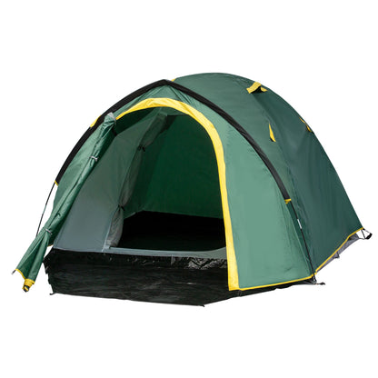 2-3 Person Camping Tent with Weatherproof Vestibule, 2 Rooms, Backpacking Tent with 2 Mesh Windows, Lightweight for Fishing &; Hiking, Green - Gallery Canada