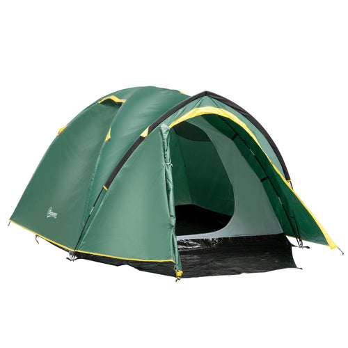 2-3 Person Camping Tent with Weatherproof Vestibule, 2 Rooms, Backpacking Tent with 2 Mesh Windows, Lightweight for Fishing &; Hiking, Green