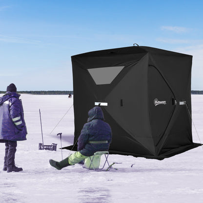 2-4 Person Pop-up Ice Fishing Tent Portable Ice Fishing Shelter with Windproof Windows and Carrying Bag Hub Fish Shelter, Black at Gallery Canada