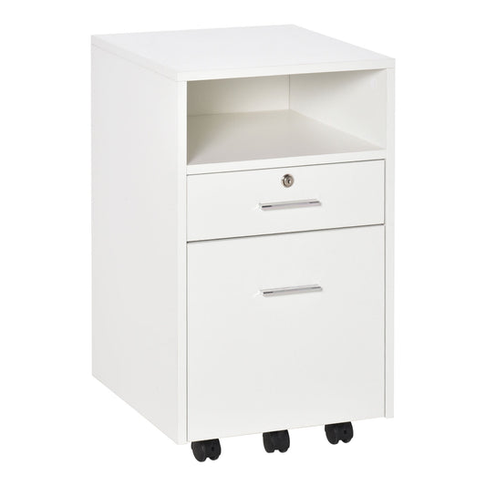 2 Drawer Filing Cabinet with Lock, Vertical File Cabinet with Wheels, Mobile Office Cabinet for A4, Letter Size, White - Gallery Canada