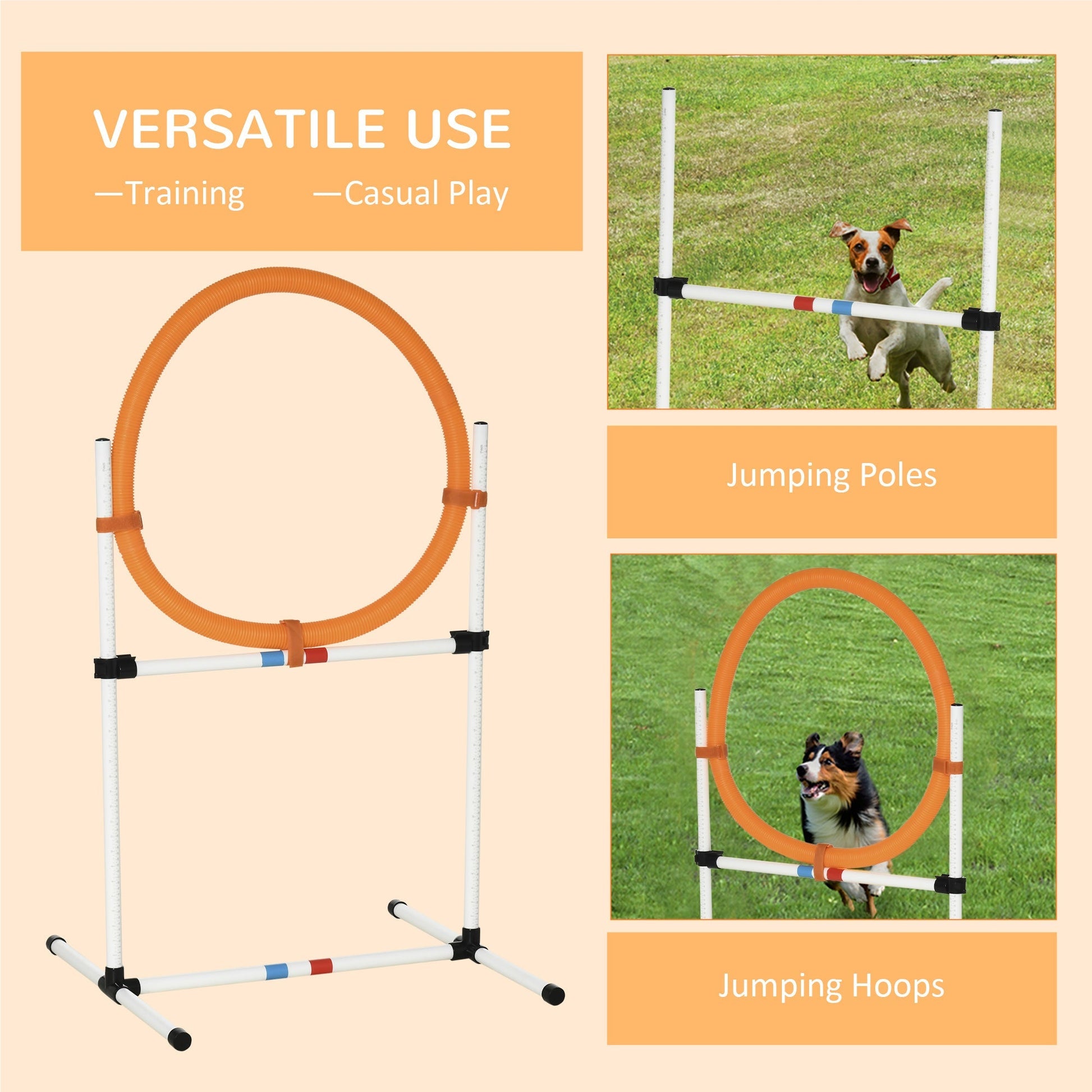 2-in-1 Dog Obstacle Training Agility Equipment Tire Jump Ring/Hurdle Bar with a Simple &; Easy Setup &; Storage Bag at Gallery Canada