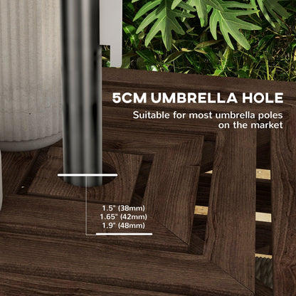 2-in-1 Outdoor Umbrella Base Storage Box Wooden Patio Side Table, Brown - Gallery Canada