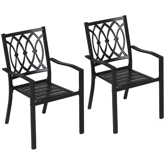 2 PCs Dining Chairs, Outdoor Armchairs, Stackable Design, Black - Gallery Canada