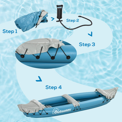 2-Person Inflatable Kayak, Foldable Inflatable Fishing Boat Canoe Set With Air Pump, Aluminum Oars, Blue at Gallery Canada