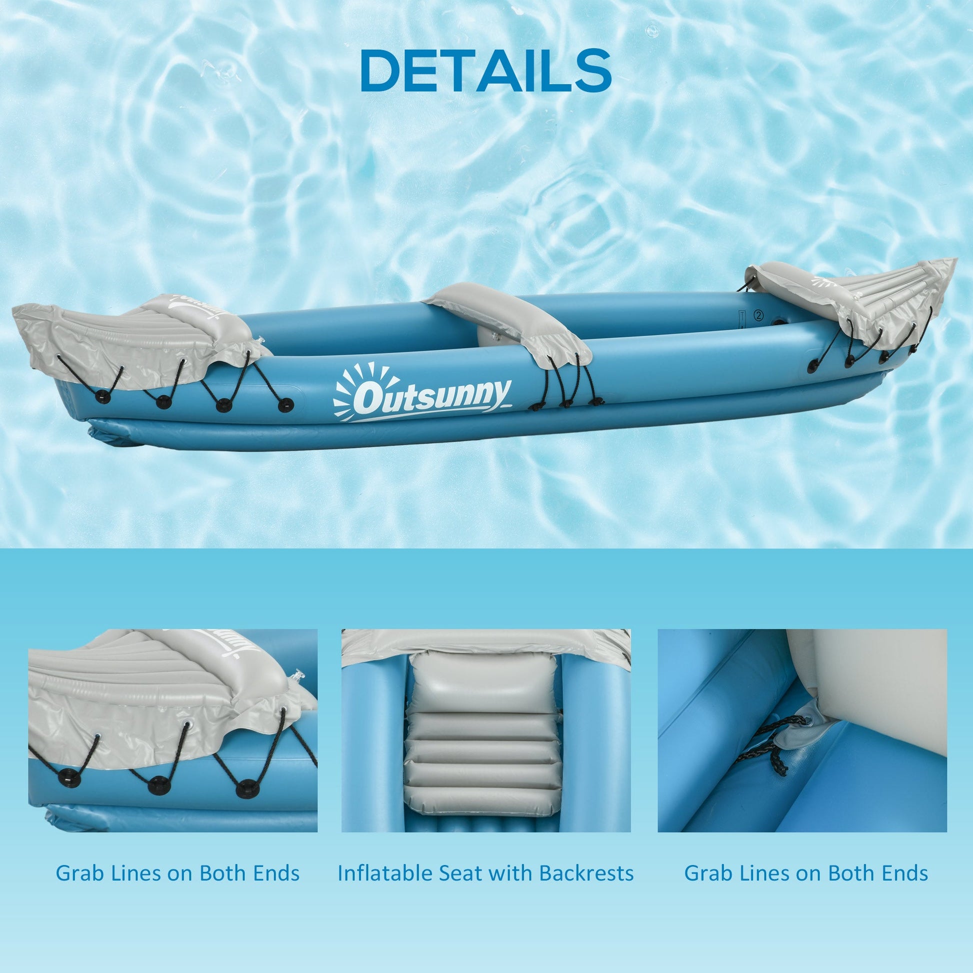 2-Person Inflatable Kayak, Foldable Inflatable Fishing Boat Canoe Set With Air Pump, Aluminum Oars, Blue at Gallery Canada