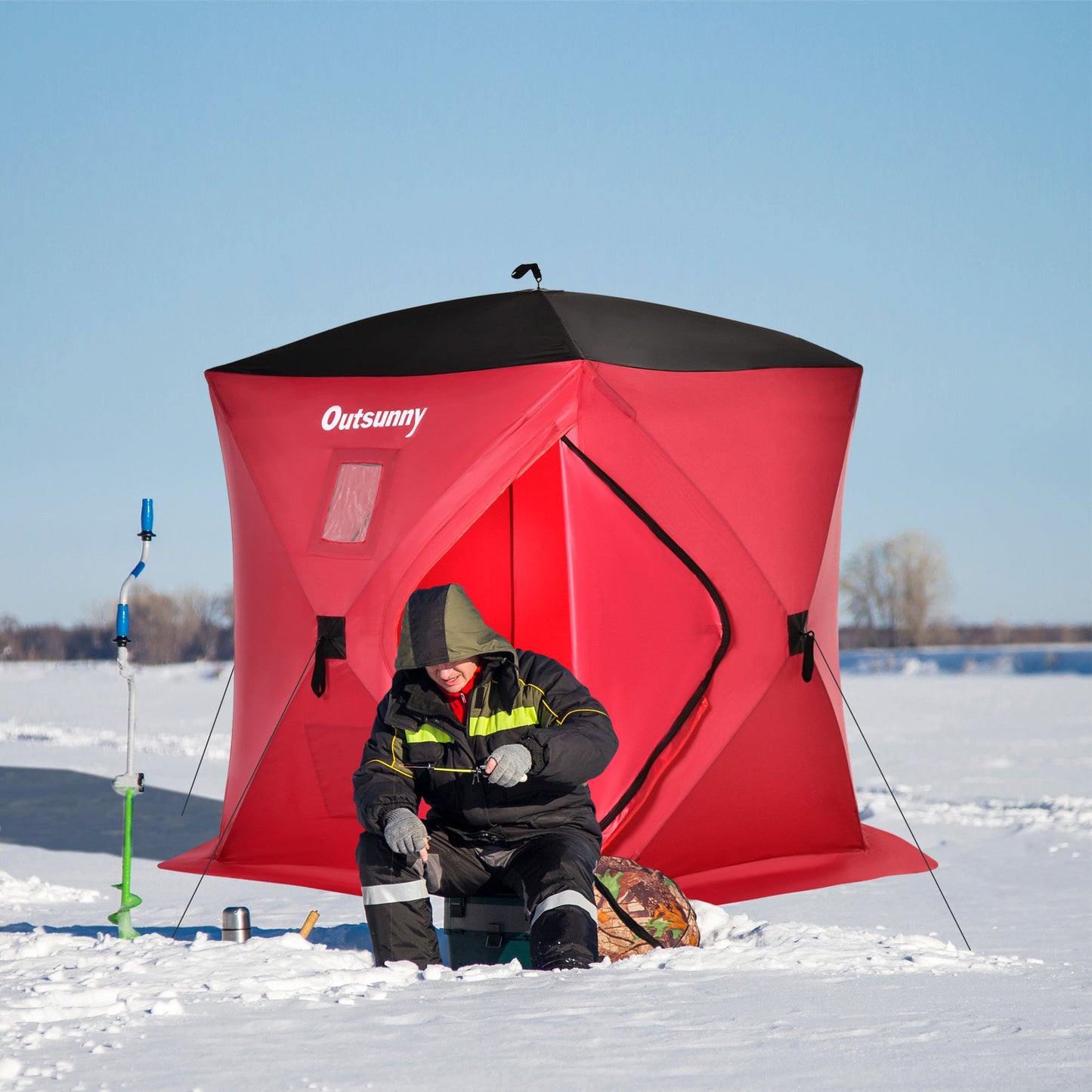 2 Person Pop Up Ice Fishing Tent Shelter, Fishing Shanty, with Carry Bag, Red at Gallery Canada