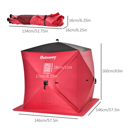 2 Person Pop Up Ice Fishing Tent Shelter, Fishing Shanty, with Carry Bag, Red at Gallery Canada