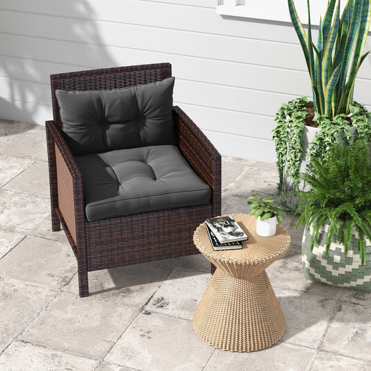 2-Piece Back and Seat Cushion Pillows Replacement, Button Tufted Patio Chair Cushions Set, Charcoal Grey - Gallery Canada