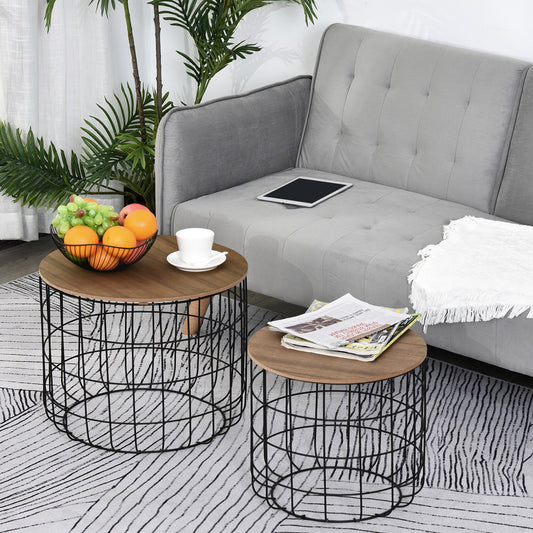 2 Piece Coffee Table Set with a Retro Industrial Style, Extra Storage Space Underneath, &; Multipurpose Use, for Living Room, Dining Room, Office - Gallery Canada