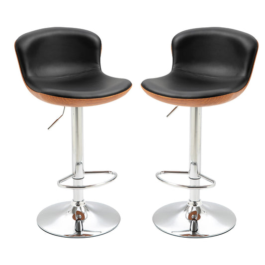 2 Piece Modern Barstools with Backrest Counter Chairs with Footrest Swivel Black - Gallery Canada
