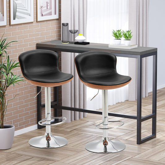 2 Piece Modern Barstools with Backrest Counter Chairs with Footrest Swivel Black - Gallery Canada