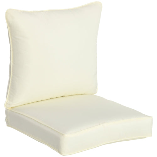 2-Piece Outdoor Patio Chair Cushions, Deep Seat Replacement Patio Cushions Set (Seat and Back), Cream White