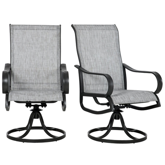 2-Piece Patio Swivel Chairs, 360° Swivel Rocking Chairs with Curved Armrests, S Shape Backrest, Breathable Mesh Seat &; Backrest for Yard, Lawn, Porch, Garden, Dark Grey - Gallery Canada