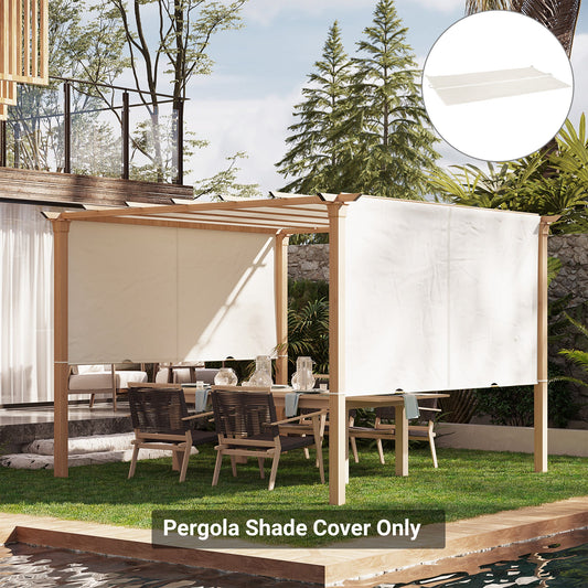 2 Piece Retractable Pergola Canopy Replacement for 9.8' x 9.8' Pergola, Pergola Shade Cover with Weight Rods, Beige - Gallery Canada