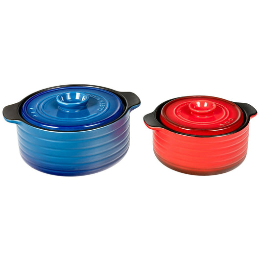 2 Pieces Ceramic Cookware Set with Lid and Insulated Handle, Multicolor - Gallery Canada