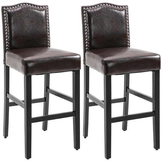 2 Pieces Retro Style Bar Stools Tall Chair with Back Footrest for Home Pub - Gallery Canada