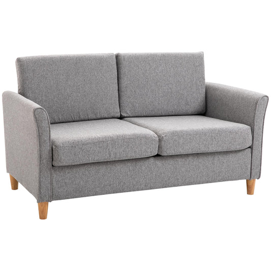2-Seat Sofa Two-Seater Couch with Armrests and Wood Legs for Living Room, Bedroom, Light Grey - Gallery Canada