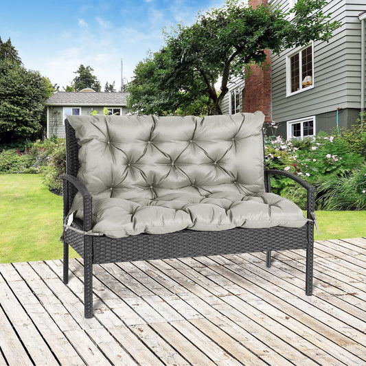 2-Seater Garden Bench Cushion Swing Chair Mat Replacement with Backrest, for Indoor and Outdoor, 39.4"x38.6", Grey - Gallery Canada