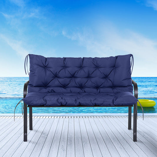 2 Seater Garden Bench Cushions, 4.7 Inch Thick Outdoor Non-Slip 2 Seater Soft Pad With Backrest for Garden Patio, Navy Blue - Gallery Canada