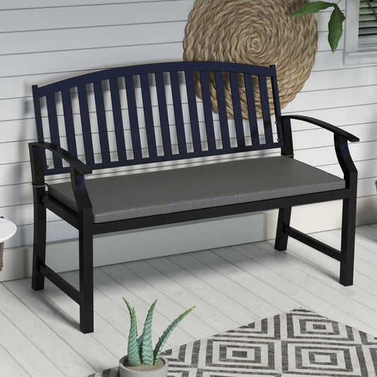 2-Seater Patio Bench Cushion Outdoor Seat Swing Replacement Pad with Zipper Cover, Ties for Patio, Garden, Dark Grey - Gallery Canada