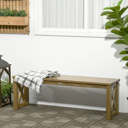 2 Seater Wooden Garden Bench, Outdoor Patio Loveseat with Pine Wood Frame for Park, Porch and Lawn, Brown - Gallery Canada