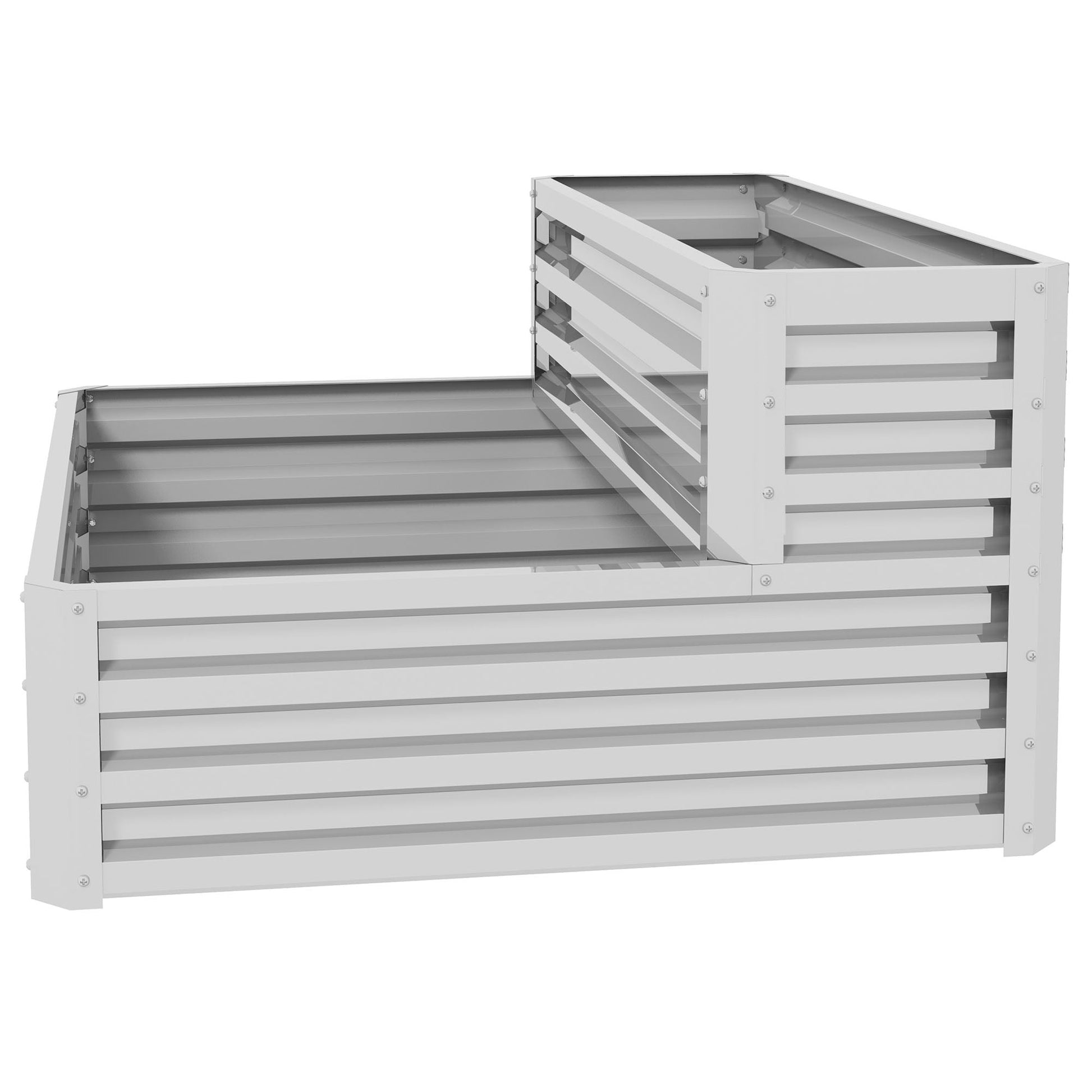 2 Tier Galvanized Raised Garden Bed, Steel Planter Box for Vegetables Flowers Herbs, 47" x 40" x 23", Silver at Gallery Canada