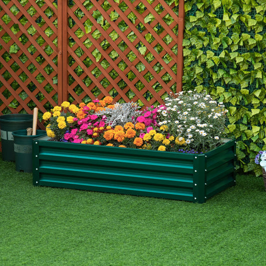 Galvanized Raised Garden Bed, Outdoor Planter Box for Vegetables, Flowers, Herbs, 4' x 2' x 1', Green - Gallery Canada