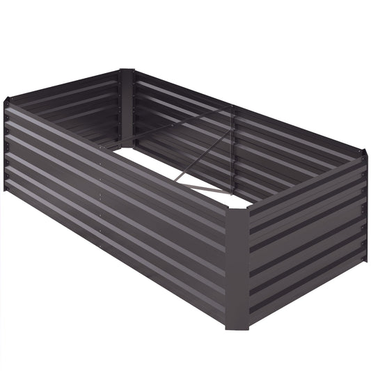 Galvanized Raised Garden Bed, Steel Outdoor Planters with Reinforced Rods, 71" x 35" x 23", Dark Grey at Gallery Canada