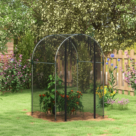 Galvanized Steel Crop Cage, Plant Protection Tent with Zippered Door, 4' x 4', Black - Gallery Canada