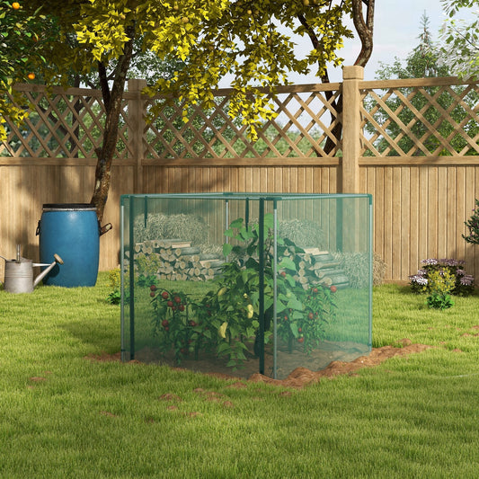 Galvanized Steel Crop Cage, Plant Protection Tent with Zippered Door, 4' x 4', Green - Gallery Canada