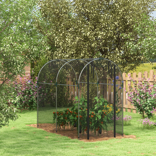 Galvanized Steel Crop Cage, Plant Protection Tent with Zippered Door, 4' x 8', Black - Gallery Canada
