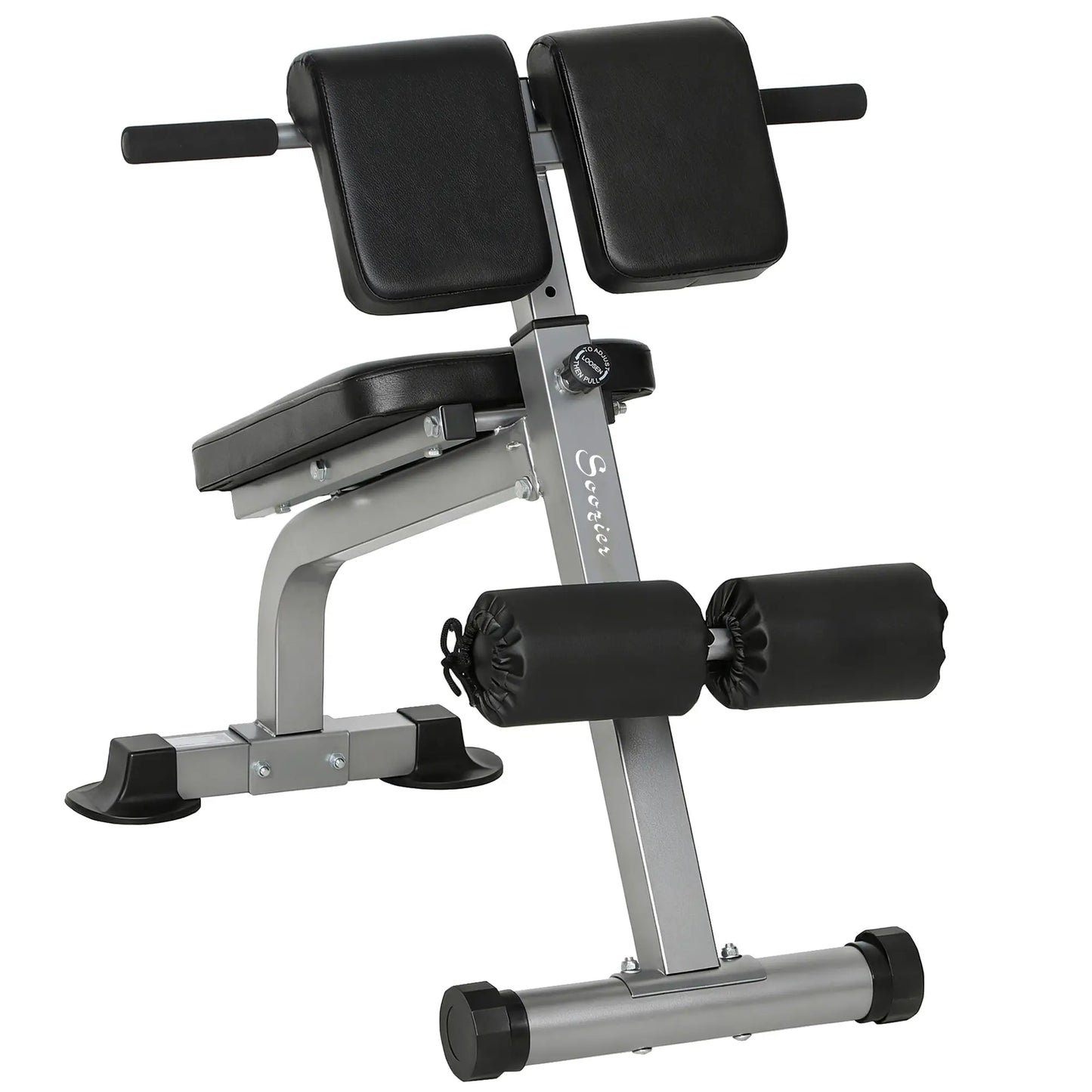 Hyperextension Bench, Height Adjustable, 38" x 26.8" x 27.2-43.3", Silver Tone Strength Training Equipment Silver Tone at Gallery Canada