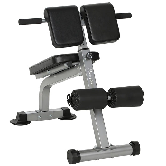 Hyperextension Bench, Height Adjustable, 38" x 26.8" x 27.2-43.3", Silver Tone Strength Training Equipment Silver Tone at Gallery Canada