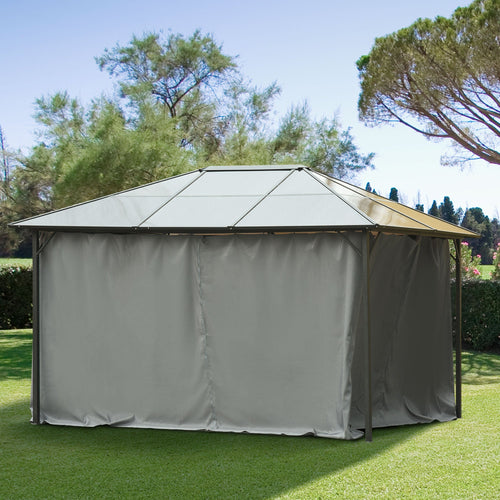Gazebo Replacement Sidewalls 4-Panel Privacy Wall for 10' x 12' Canopy, Outdoor Shelter Curtains Accessories Dark Grey